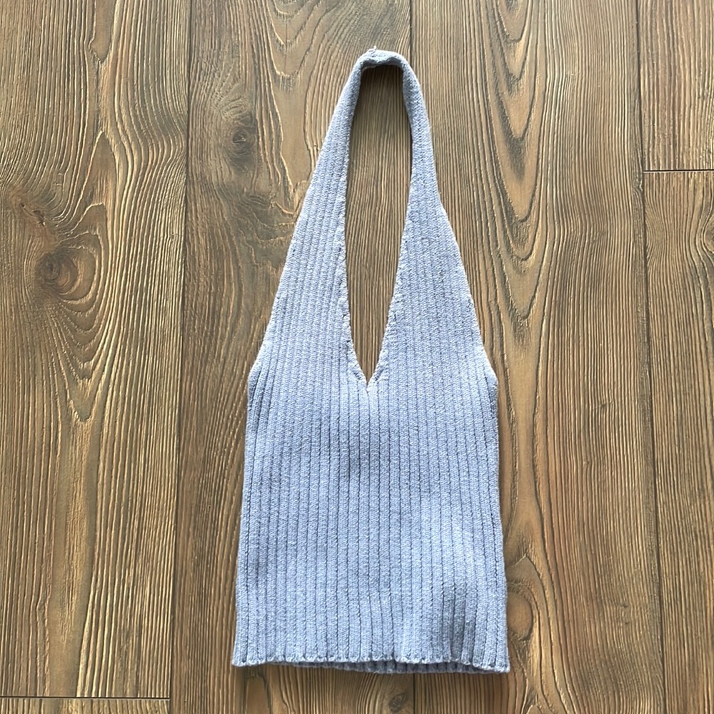 Powder blue halter crop top
